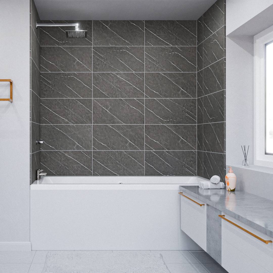 Graphite Gray Marble Bathroom Wall Panel - WPW™
