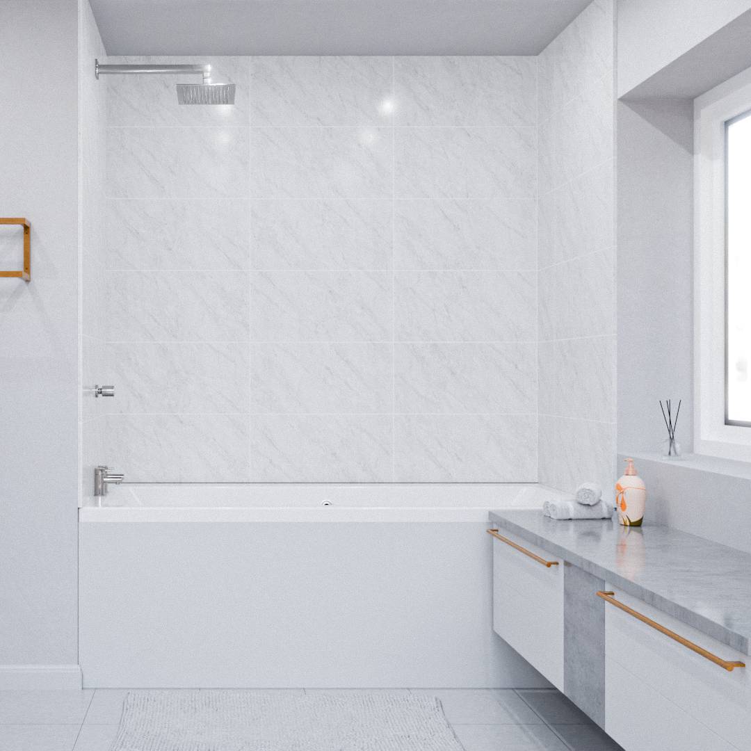 Light Gray Marble Bathroom Wall Panel - WPW™
