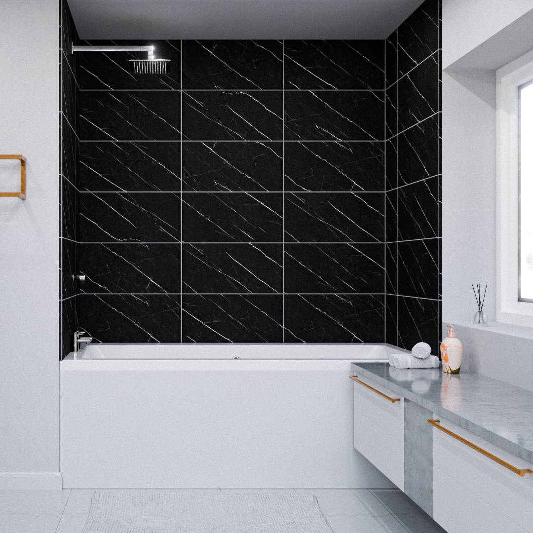 Black Pietra Marble Bathroom Wall Panel - WPW™