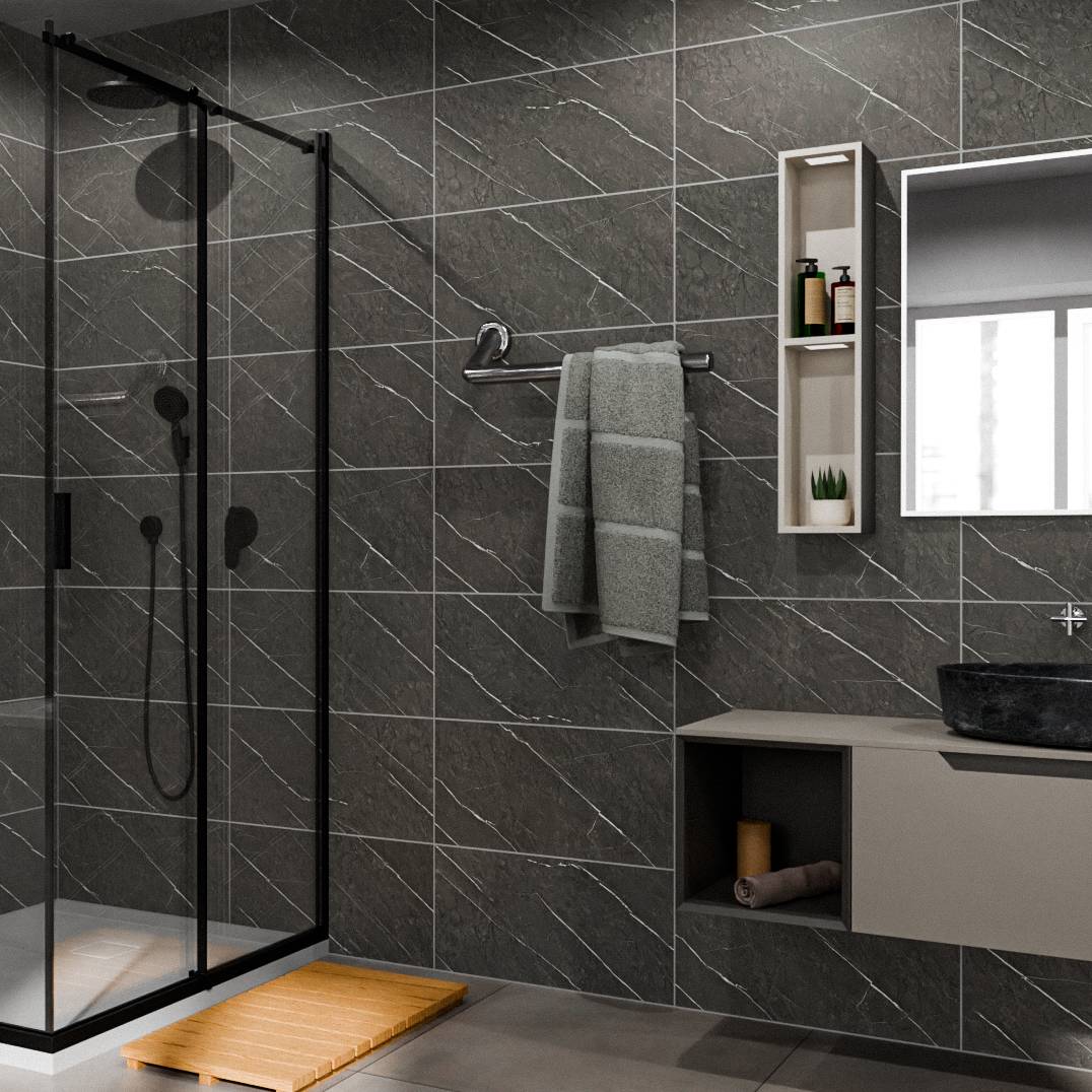 Graphite Gray Marble Bathroom Wall Panel - WPW™